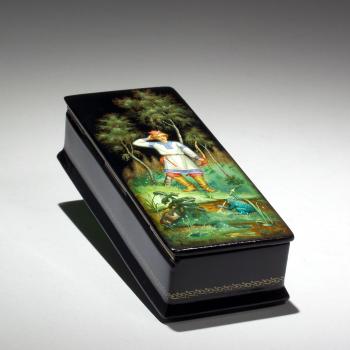 Lacquered Box with Painted Scene of an Archer in the Forest