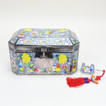 Octagonal Silver Box with Cloisonné Motif