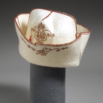 Kalpak Hat with Red and Gold Accents
