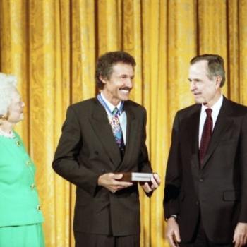 President and Mrs Bush award the Presidential Medal of Freedom to Nascar driver Richard Petty