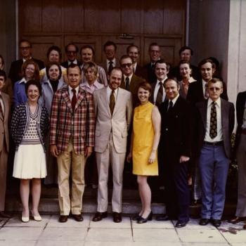 George Bush with the Peking-US Liaison Office American Staff