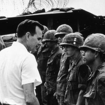 Congressman George Bush Visits Military Personnel in Vietnam (1st Cav Patches)