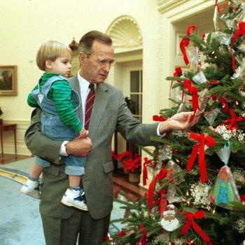 President Bush Shows his Grandson, Walker, the Oval Office Christmas Tree
