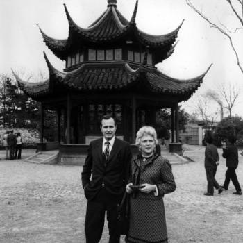 George Bush and Barbara Bush in China