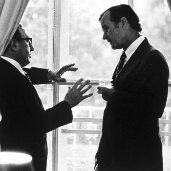 George Bush with Henry Kissinger in China