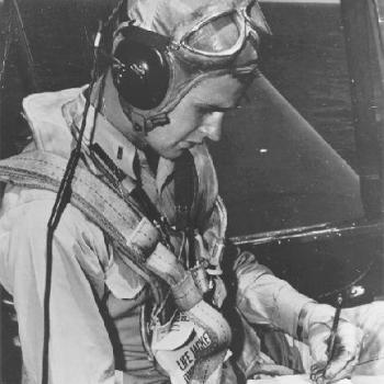 U.S. Navy Pilot George Bush in the cockpit of an Avenger