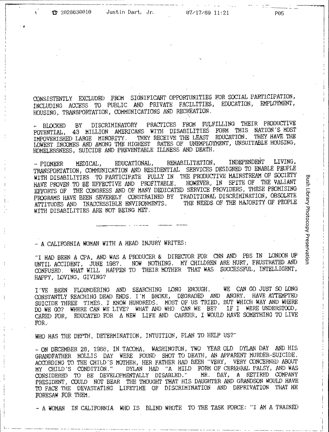 One page of the "Discrimination Diaries"