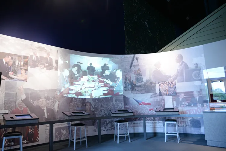 Interactive kiosks within the Age of Freedom exhibit