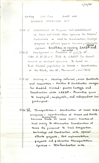 Draft One of the "Disabled Americans Act"