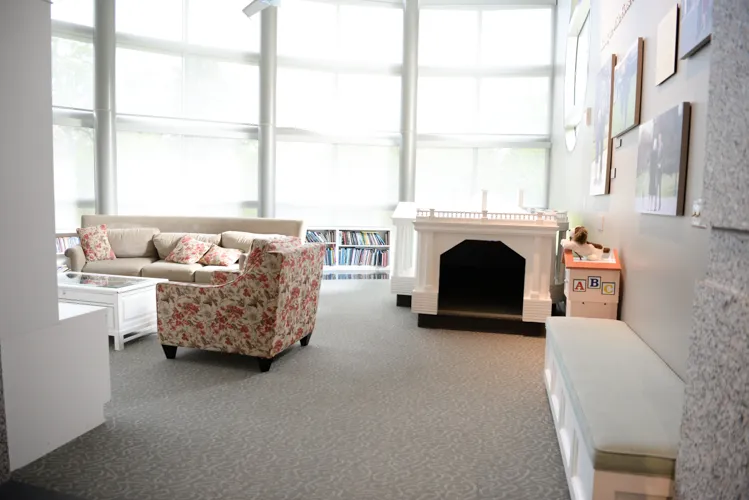 Another special feature of this exhibit is the bookshelves.