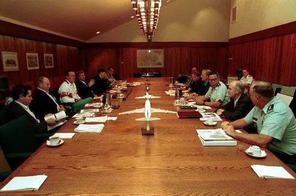 President Bush meets with some of his senior staff