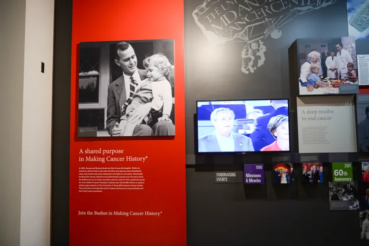 After losing their young daughter Robin to leukemia in 1953, George and Barbara Bush worked tirelessly to raise money for cancer research. MD Anderson Cancer Center, located in their hometown of Houston, Texas, was very near to their hearts.