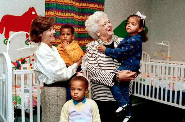 Barbara and Laura Bush visit Bryan's House for Children