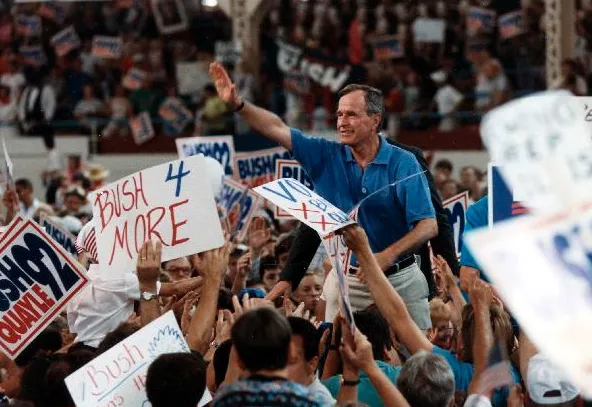 President and Mrs. Bush tour the Illinois Farm Exposition at the Illinois State Fairgrounds and addresses the Springfield Community in Springfield, IL. 23 Aug 92