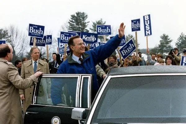 Vice President Bush at a polling place in New Hampshire