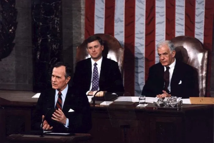 President Bush delivers the 1991 State of the Union Address before a joint session of Congress