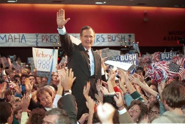 Vice President Bush campaigns in Omaha, Nebraska