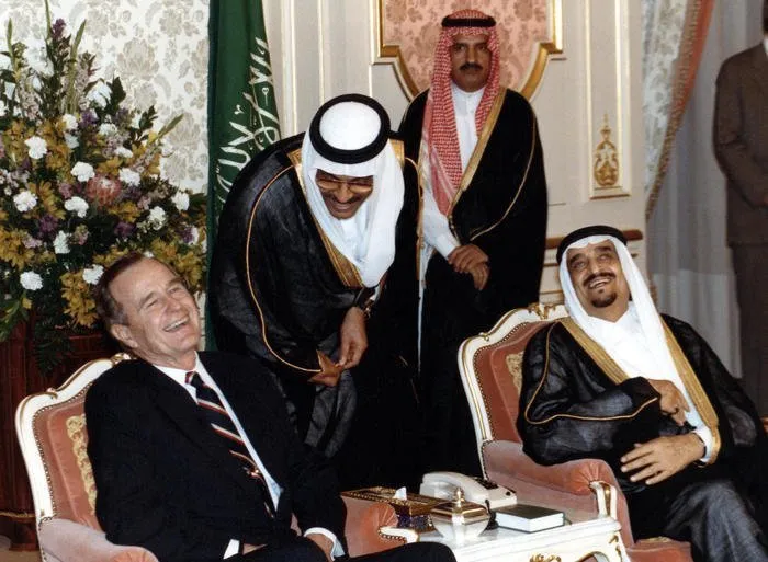 President Bush and King Fahd share a laugh