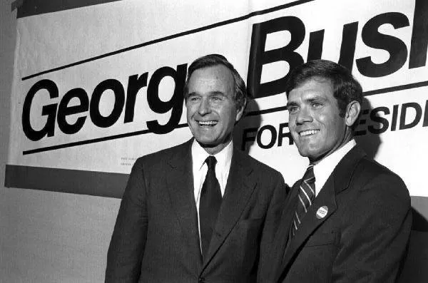 George Bush with Tom Kleppe Jr. during his campaign for President