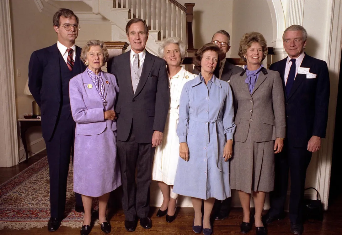 Vice President George H.W. Bush and his wife Barbara pose with his mother, Dorothy Walker Bush and several of his siblings and their spouses on Inauguration Day