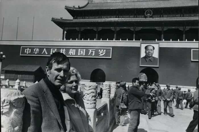 George Bush and Barbara Bush in China