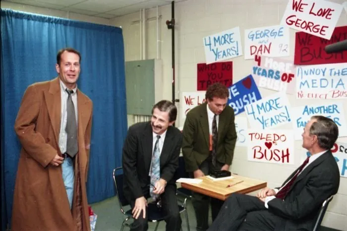 President Bush,  Bruce Willis, and others at a Welcome Rally in Toledo, OH