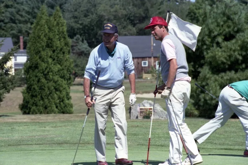 President Bush plays golf with Jeb at Cape Arundel golf Course in Kennebunkport