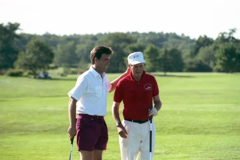 President Bush golfing in Kennebunkport with Jeb, Scowcroft, and Ken Raynor