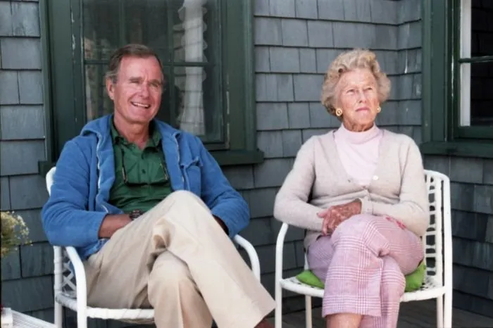 Vice President George Bush with his mother, Dorothy Walker Bush, at their home at Walker's Point in Kennebunkport, ME