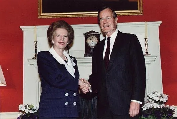 President Bush meets with PM Thatcher