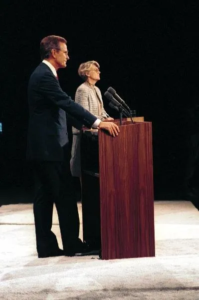 Vice Presidential Debate with VP Bush and Geraldine Ferraro in Philadelphia, Pennsylvania