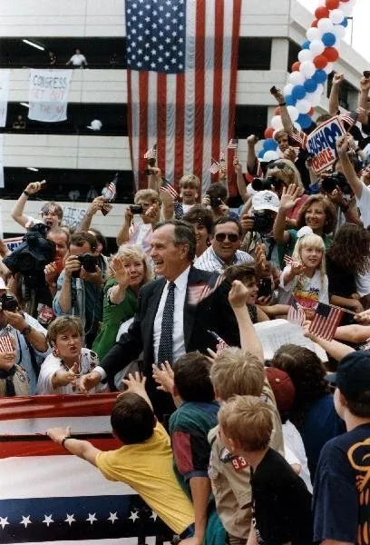President Bush and Barbara Bush attend a "Pride in Alabama" rally