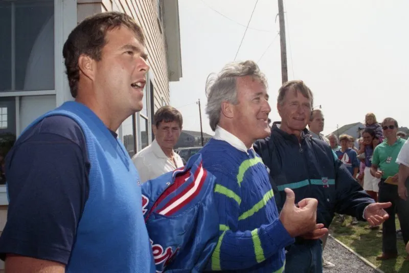 President Bush goes fishing with PM Mulroney and they greet Jeb