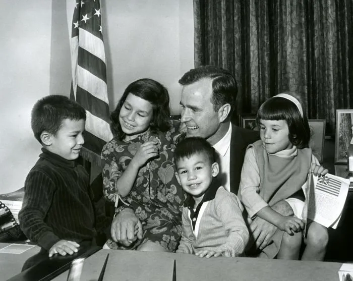 George Bush Entertains Youngsters Whose Fathers and Brothers are in Vietnam