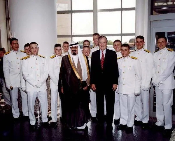 Crown Prince Abdullah of Saudi Arabia with George Bush at the Library