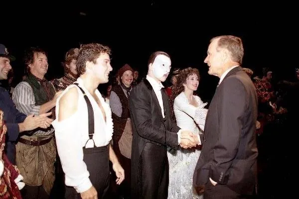 President Bush and Barbara Bush greet cast of "Phantom of the Opera"