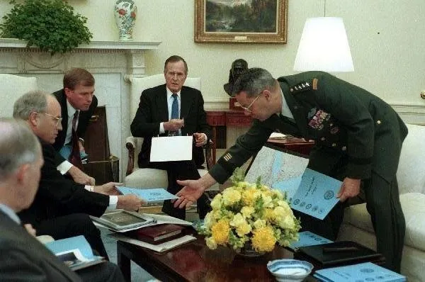 President Bush participates in briefing on the situation in Somalia