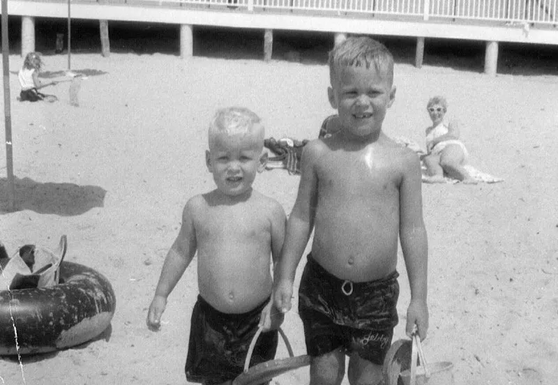 Neil and Jeb Bush on the beach in Maine