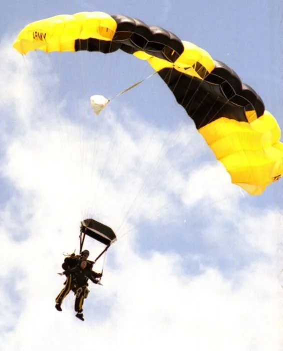George Bush goes skydiving  on his 80th birthday at the George Bush Presidential Library in College Station