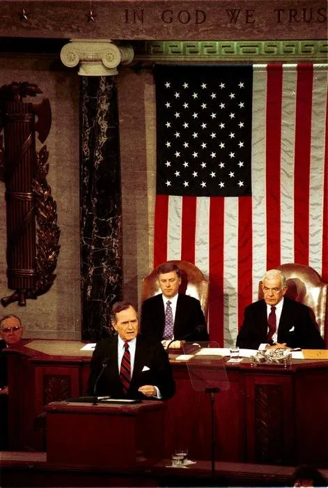 President Bush delivers the 1991 State of the Union Address before a joint session of Congress