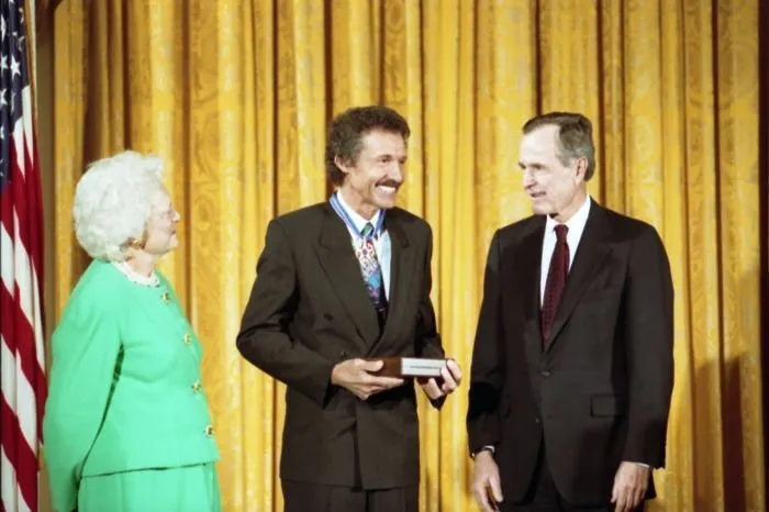 President and Mrs Bush award the Presidential Medal of Freedom to Nascar driver Richard Petty