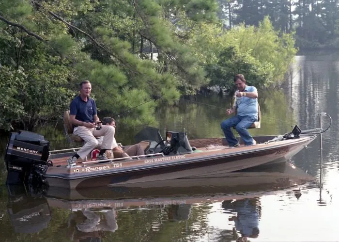 Vice President Bush participates in the Bass Anglers Tournament, Pine Bluff, Arkansas