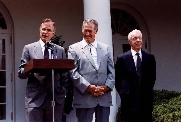 President Bush with Ted Williams and Joe Dimaggio
