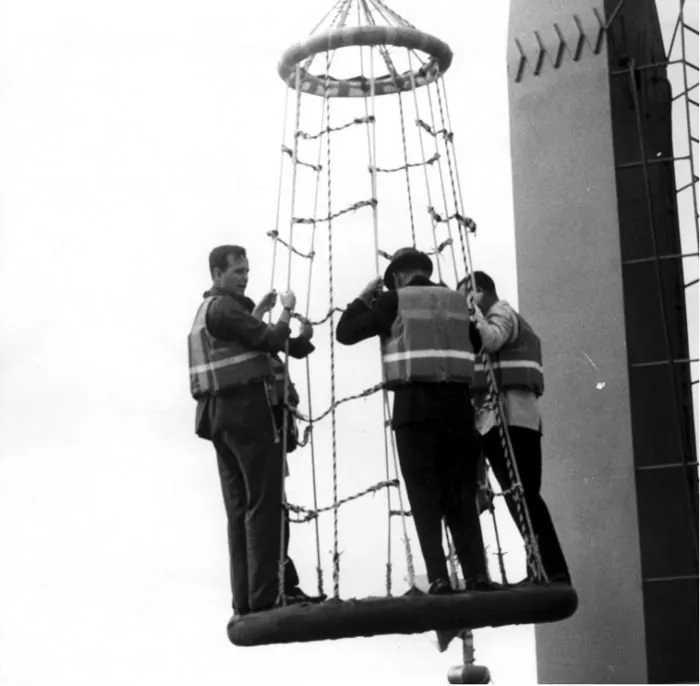 George Bush Boards an Oil Rig