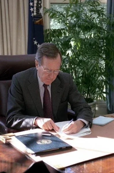 President Bush works on the State of the Union Address