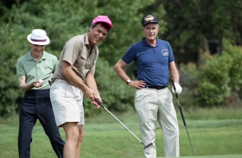 President Bush golfing in Kennebunkport with Jeb, Scowcroft, and Ken Raynor
