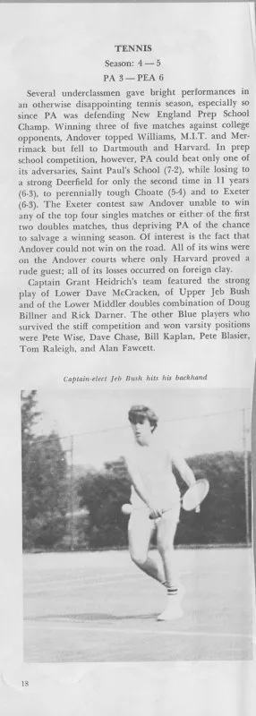 Article Regarding Jeb Bush Playing Tennis