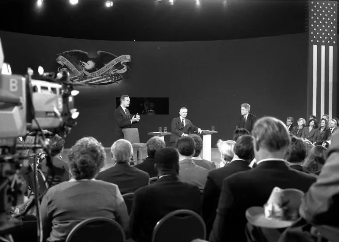 President Bush, Governor Clinton, and Ross Perot during the second Presidential Debate in Richmond, Virginia