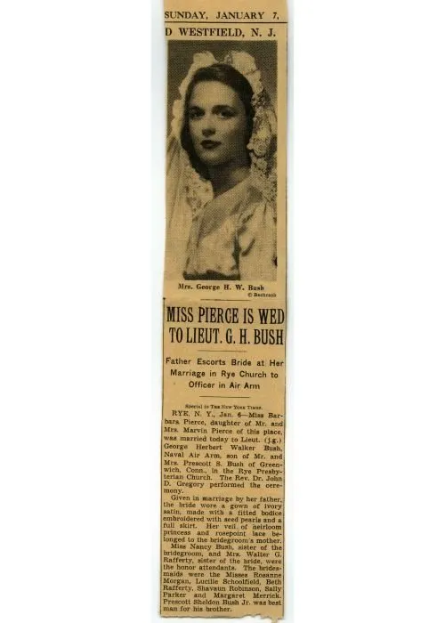 Wedding Announcement of Barbara Pierce to George Bush