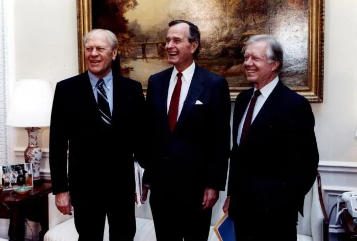 President-elect Bush meets with former Presidents Gerald Ford and Jimmy Carter